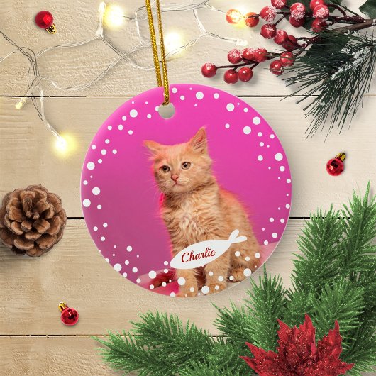 Kat Pet Keepomwille Kerstmis Eenvoudige foto Keramisch Ornament