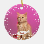 Kat Pet Keepomwille Kerstmis Eenvoudige foto Keramisch Ornament (Voorkant)