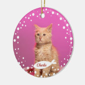 Kat Pet Keepomwille Kerstmis Eenvoudige foto Keramisch Ornament (Links)