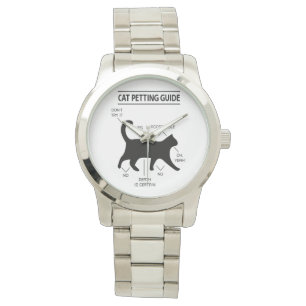 Kat Petting Guide Horloge (zwart afdrukken)