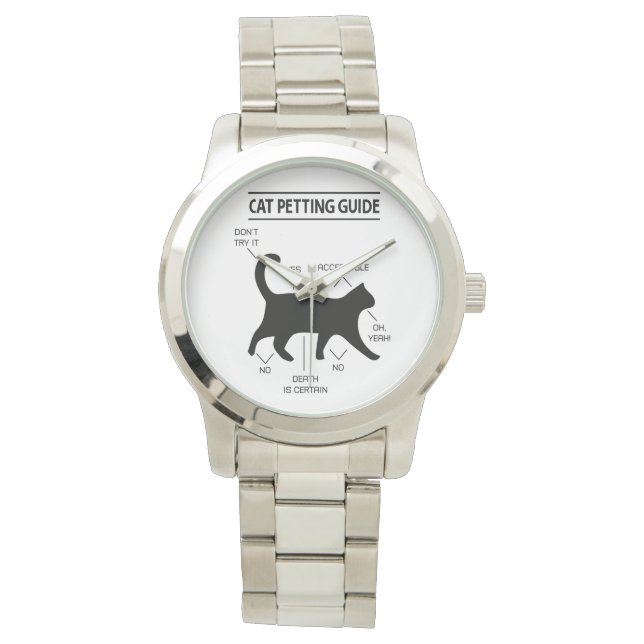 Kat Petting Guide Horloge (zwart afdrukken) (Voorkant)