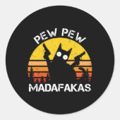 Kat - Pew Pew Madafakas Crazy Summer Cat met Pisto Ronde Sticker (Voorkant)