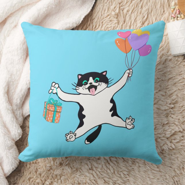 Kat Pillow Pair mam Gift Neon Blue Kussen (Deken)