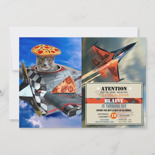 Kat piloot in het vliegtuig kaart (Voorkant)