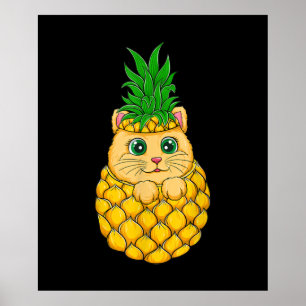Kat Pineappel Cute Cat Lover Summer Fruit Gift Poster