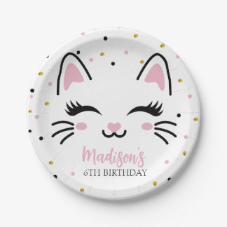 Kat Pink Gold Birthday Papieren Bordje