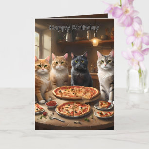 Kat Pizza Avond, Verjaardagskaart Kaart
