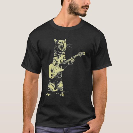Kat Play Guitar T-shirt (Voorkant)