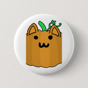 Kat Pompoen Halloween Sticker Ronde Button 5,7 Cm