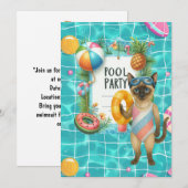Kat Pool Feestje Kaart (Voorkant / Achterkant)