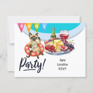 Kat Pool Verjaardagsfeest voor kattenliefhebbers Briefkaart