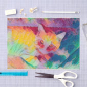 Kat Pop Kunst Kleurig Geel Roze Blauwe Hippie Tissuepapier (Craft)