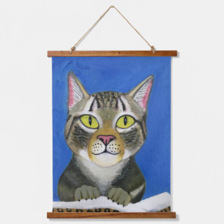 Kat Portret Houten Wand Tapijt Hangend Wandkleed