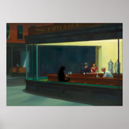 Kat Poster Beroemd schilderij Hopper Nighthawks