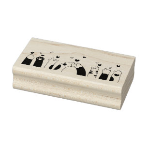 Kat poten en hart  	rubberstempel