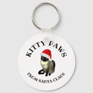 Kat poten van Santa Claus Cute Siamese Cat Sleutelhanger