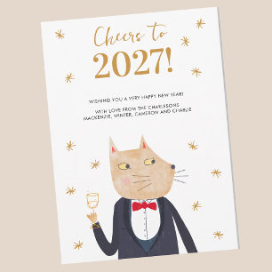 Kat proost naar 2027 gepersonaliseerde Nieuwjaarsk
