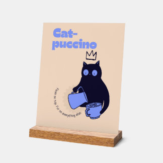 Kat Puccino - Grappige kat en koffie woordspeling Acryl Bord