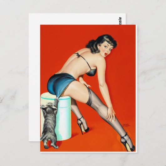 Kat pulp omhoog briefkaart (Voorkant / Achterkant)