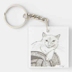 Kat Ragdoll Portret Acrylische Sleutelhanger - Roz