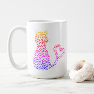Kat Rainbow Heart Love Coffee Mok