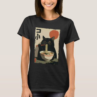 Kat Ramen Esthetische Japanse Ukiyo-e Kunst Anime T-shirt