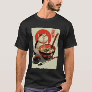 Kat Ramen Esthetische Japanse Ukiyo-e Kunst Anime T-shirt