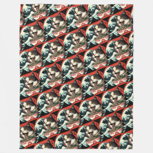 Kat Ramen Japanse Kunst Vintage Stijl Fleece Deken