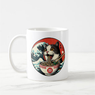Kat Ramen Japanse Kunst Vintage Stijl Koffiemok