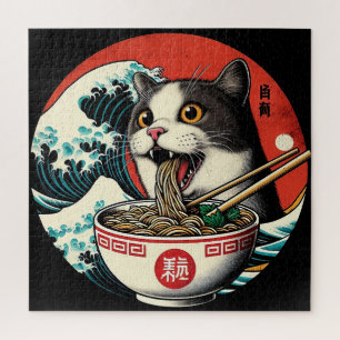 Kat Ramen Japanse Kunst Vintage Stijl Legpuzzel