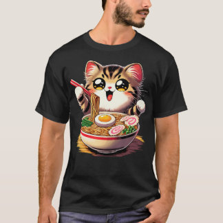 Kat Ramen Noodles Anime Kawaii Japanse Kat T-shirt