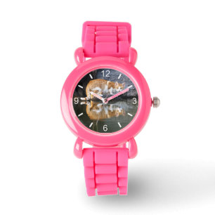 Kat Reflection in Vijver Water Foto meisje wijzerp Horloge