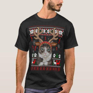 Kat rendieren gewei hoofdband lelijke kerst zwe t-shirt