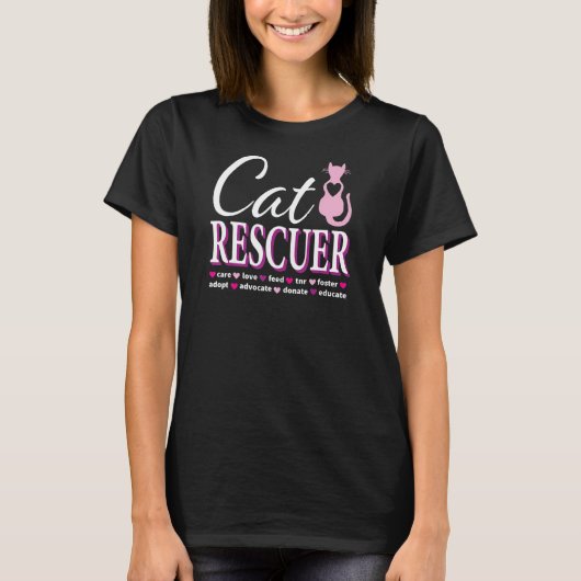 Kat Rescue Feral Kittens Homeless Cats Shelter Tnr T-shirt (Voorkant)