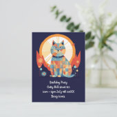Kat Retro Feest Uitnodiging Briefkaart (Staand voorkant)