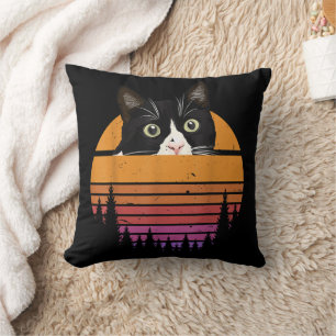 Kat Retro Stijl Zwarte Kat Vintage Stijl Kitten Ka Kussen