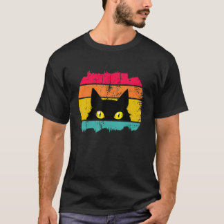 Kat Retro Stijl Zwarte Kitty Katten T-shirt