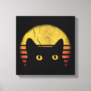Kat Retro Vintage Canvas Afdruk