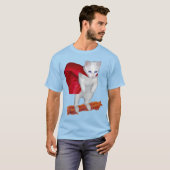Kat Riding Bacon met superheld Kaap T-shirt (Voorkant volledig)