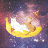 Kat rijden banaan in melkweg sticker (Voorkant)