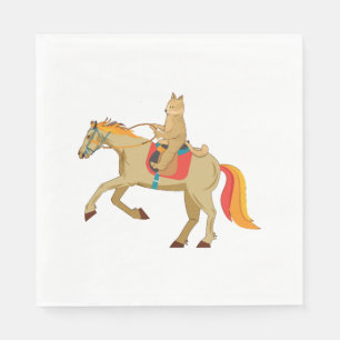 Kat rijden een paard bruin grappig cool cadeau ide servet