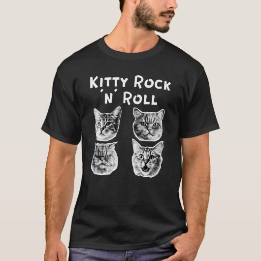 Kat Rock and Roll Retro T-shirt (Voorkant)