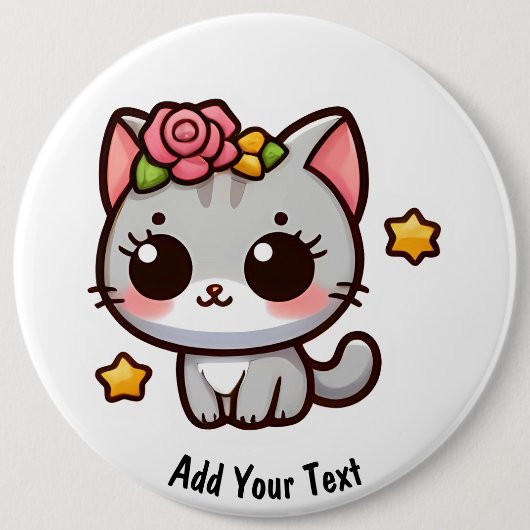Kat Ronde Button 6,0 Cm (Voorkant)