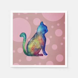 Kat Roze Wit Standaard Cocktail Papier Servetten