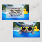 Kat rust in de pool op de luchtmatras visitekaartje (Voorkant / Achterkant)
