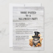 kat rustieke aangepaste Halloween Party Kaart (Achterkant)