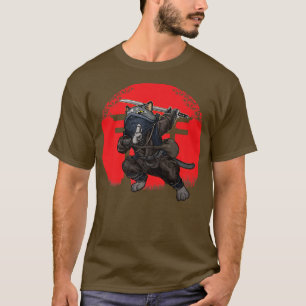 Kat Samurai Japan Vlag Kendo Ninja Zwaard Krijger T-shirt