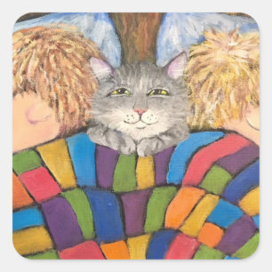 Kat sandwich vierkante sticker