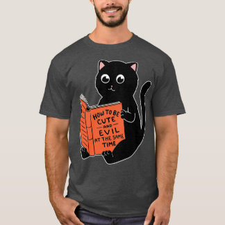 Kat schattig en kwaadaardig boek t-shirt