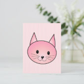 Kat. Schattig  roze kat. Briefkaart (Staand voorkant)